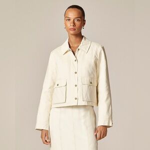 J. Crew Cropped Barn Jacket in ripstop cotton in Ivory Lace Size XS NWT